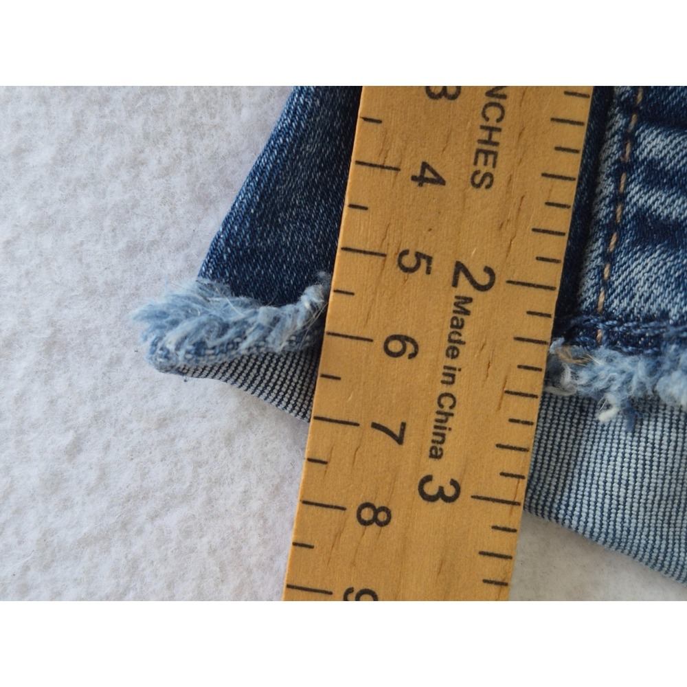 Signature Levi Strauss High Rise Denim Shorts Womens 14 W32 Blue Raw Hem Stretch - Picture 9 of 11